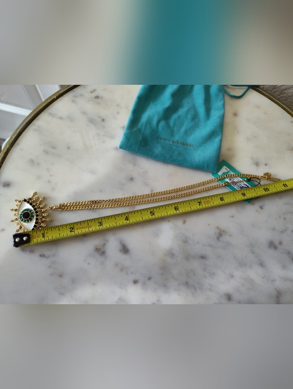 KURT GEIGER London Evil Eye Crystal Statement Necklace NWT Gold Tone w Dust Bag - Picture 7 of 7